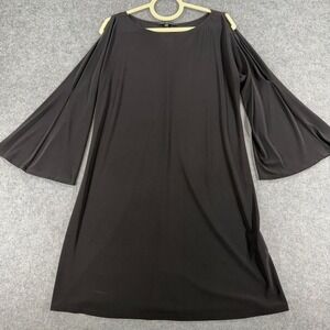 Nik and Nash Black Cold Shoulder Bell Sleeve Shift Dress Womens Large